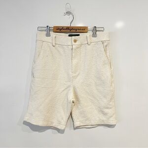Zara Man Ivory Boucle Textured Fuzzy Shorts